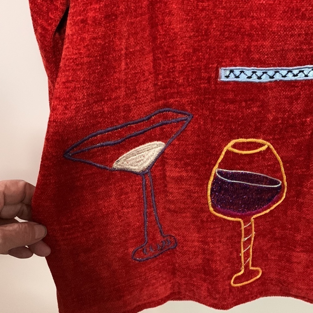 Daniel K New York lined embellished red jacket wine theme good condition Sz Lg - Picture 2 of 11